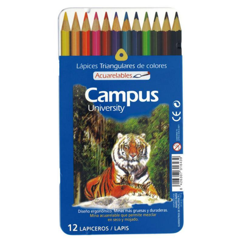 LÃ¡pices de Colores Campus University Acuarelable 12 Colores