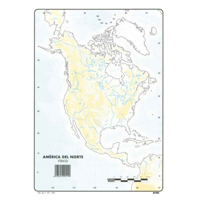 Mapa Mudo AmÃ©rica Norte FÃ­sico