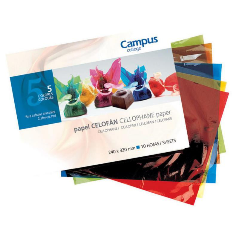 Bloc Papel CelofÃ¡n Campus College Folio 30g. Colores Surtidos