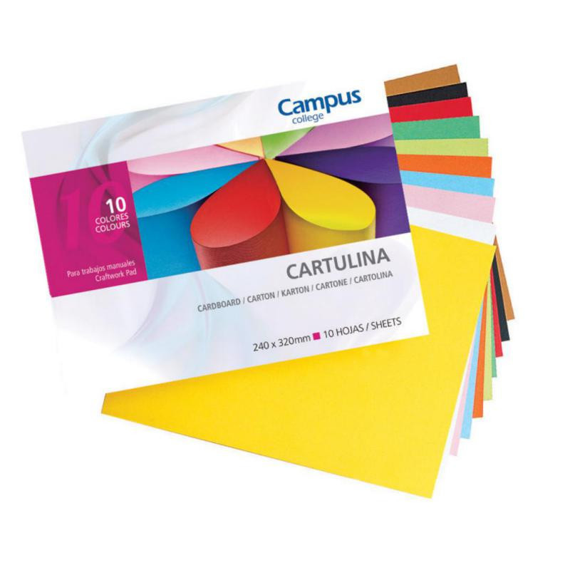 Bloc Cartulinas Campus College Folio 180g. Colores Surtidos