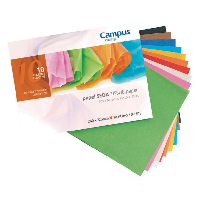 Bloc Papel Seda Campus College Folio 17g. Colores Surtidos