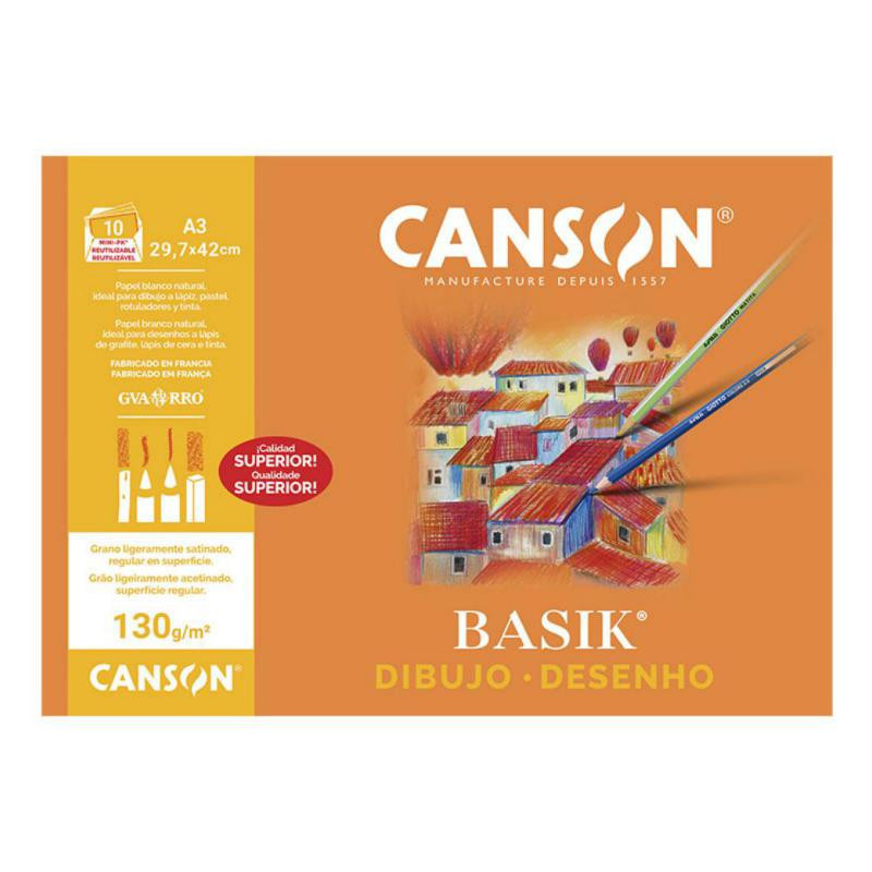 LÃ¡mina Dibujo Canson Basik A3 10 Hojas 130g. Liso