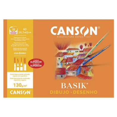 LÃ¡mina Dibujo Canson Basik A3 10 Hojas 130g. Liso