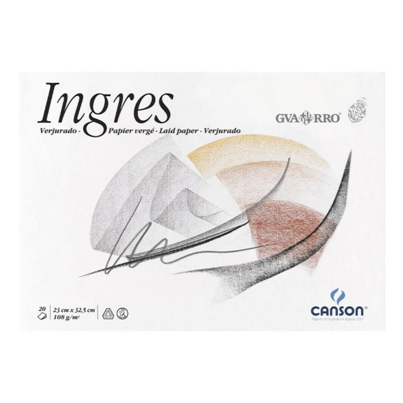 Bloc de Dibujo Canson Guarro Ingres A4 Encolado 20 Hojas 108g.