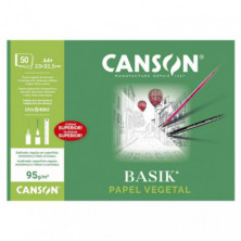 Bloc Encolado Papel Vegetal Canson A4+ 50 Hojas 95g.