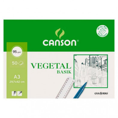 Bloc Encolado Papel Vegetal Canson A3+ 50 Hojas 95g.