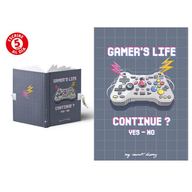 Diario con candado Secret Diary Gamer's Life A5 168h 80g punteado