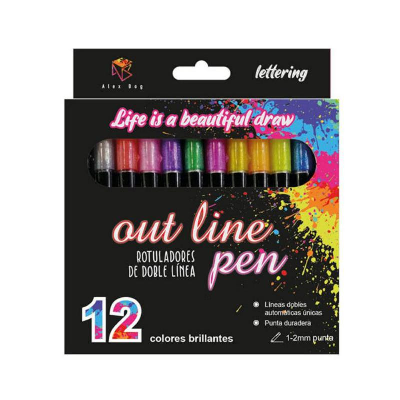 Rotuladores Outline Marker Bicolor NeÃ³n Pastel 12 colores