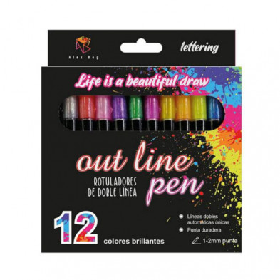 Rotuladores Outline Marker Bicolor NeÃ³n Pastel 12 colores