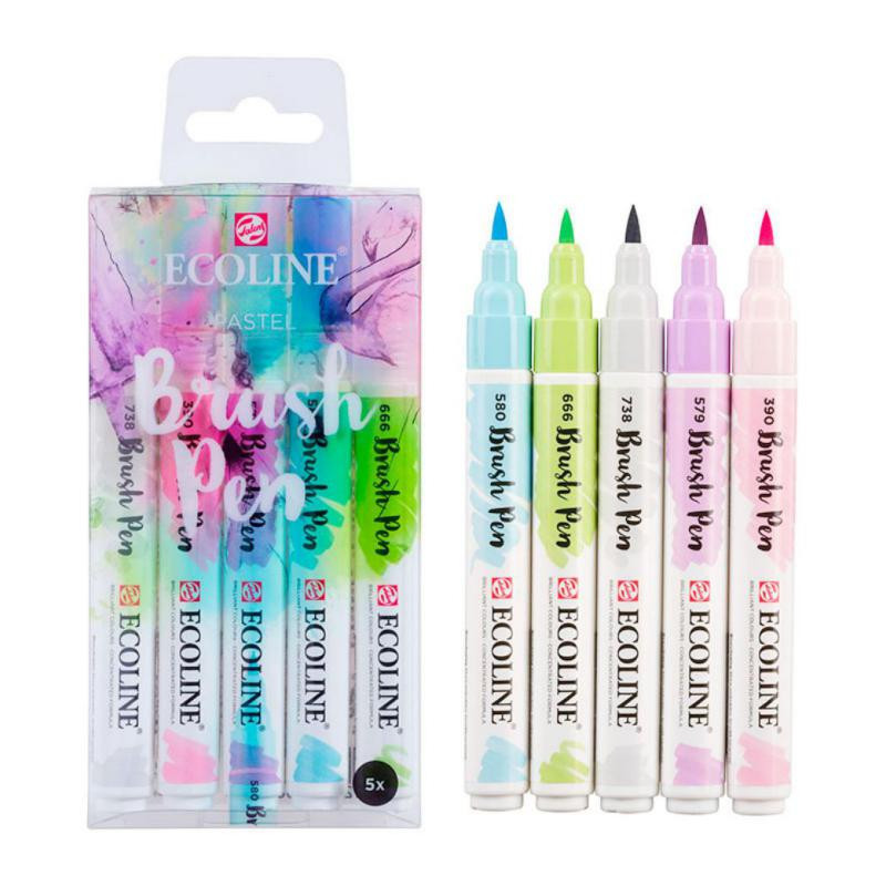 Rotuladores Ecoline Brush Talens Colores Pastel 5 unid