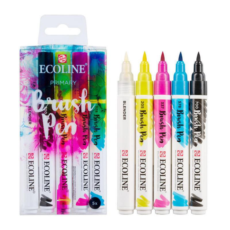 Rotuladores Ecoline Brush Talens Colores Primarios 5 unid