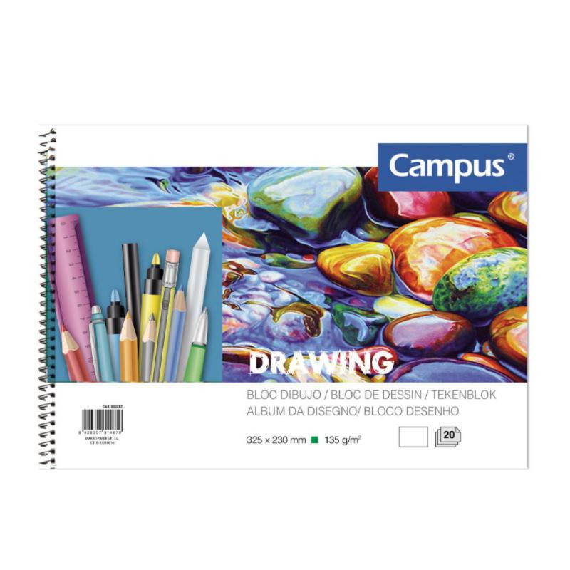 Bloc de Dibujo Campus Luxe A4 Espiral Liso 20 Hojas 135 g.