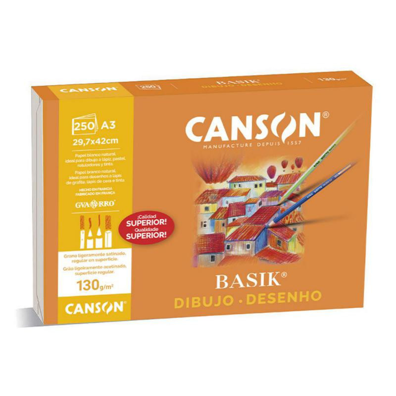 LÃ¡mina Dibujo Canson Basik A3 250 Hojas 130g. Liso