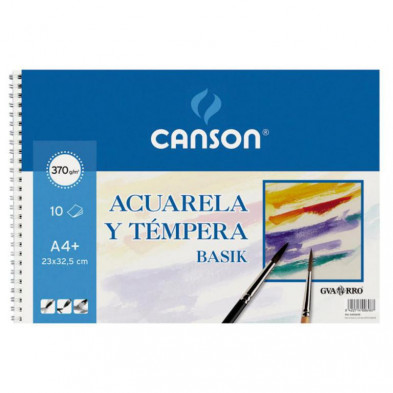 Bloc Acuarela Canson Guarro Basik A4+ Espiral 10 Hojas 370g.