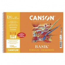 Bloc de Dibujo Canson Basik A4+ Espiral 20 Hojas 130g. Liso