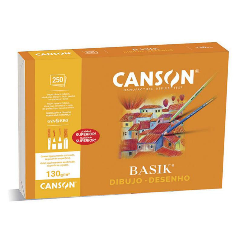 LÃ¡mina Dibujo Canson Basik A4 250 Hojas 130g. Liso