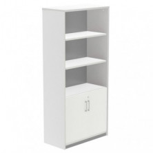 Armario Alto Con Puertas Bajas Rocada de Melamina 1950x450x900 mm Blanco/Blanco