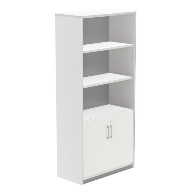 Armario Alto Con Puertas Bajas Rocada de Melamina 1950x450x900 mm Blanco/Blanco