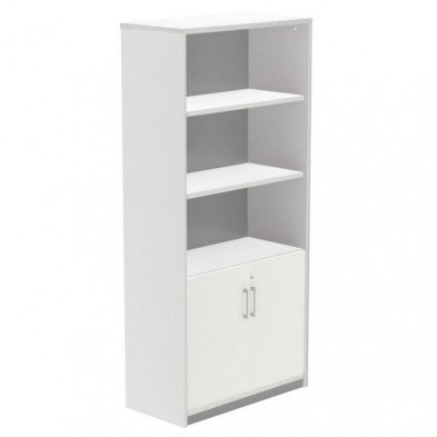 Armario Alto Con Puertas Bajas Rocada de Melamina 1950x450x900 mm Blanco/Blanco