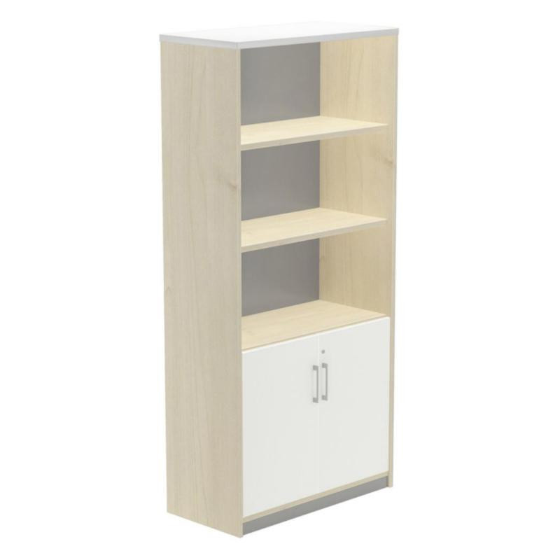 Armario Alto Con Puertas Bajas Rocada de Melamina 1950x450x900 mm Haya/Blanco