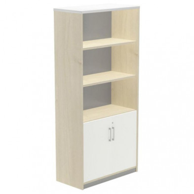 Armario Alto Con Puertas Bajas Rocada de Melamina 1950x450x900 mm Haya/Blanco