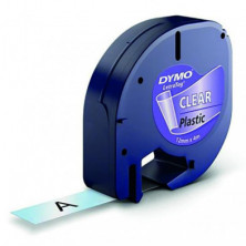 Cinta Dymo Letratag PlÃ¡stico 12mm x 4m Negro/Transparente