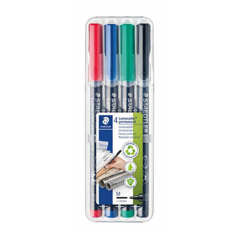 Rotulador Permanente Staedtler Lumocolor Medio 1 mm. Colores Surtidos BlÃ­ster /4 ud.