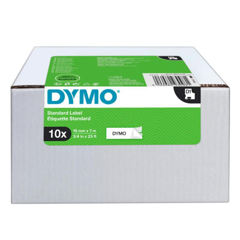 Cinta Dymo D1 19mm x 7m Negro/Blanco Pack 10 ud.