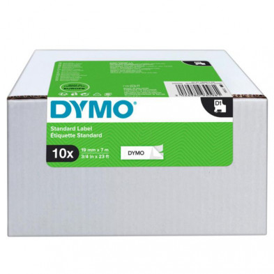 Cinta Dymo D1 19mm x 7m Negro/Blanco Pack 10 ud.