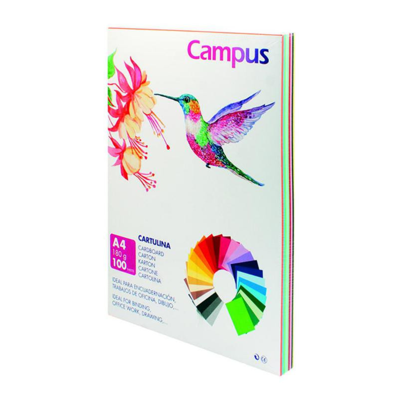 Cartulina Campus A4 180g color surtidos 100 ud