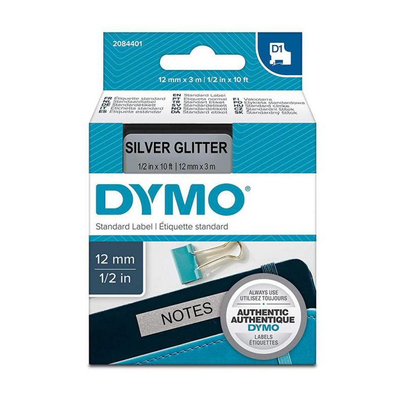 Cinta Dymo D1 12mm x 3m Negro/Plata