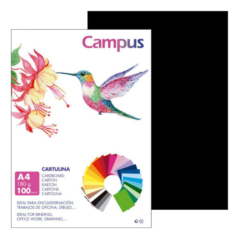 Cartulina Campus A4 Negro 180g