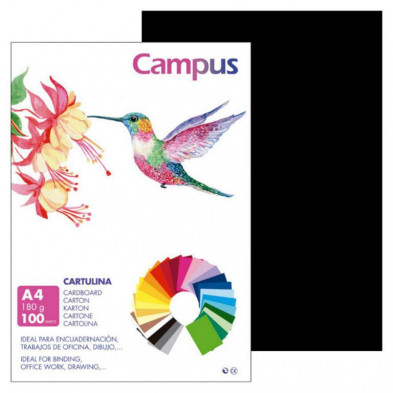 Cartulina Campus A4 Negro 180g