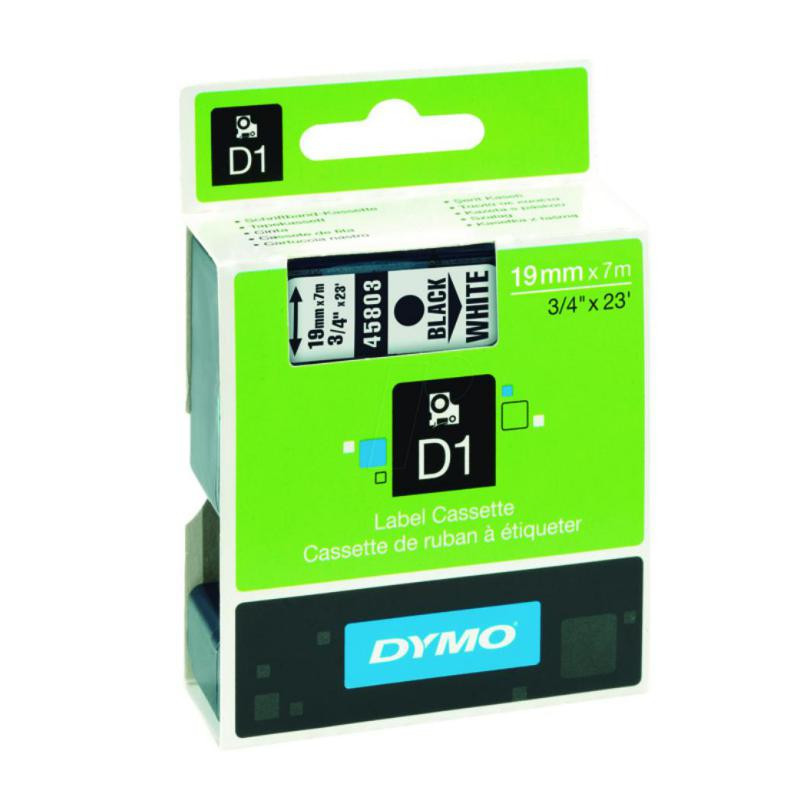 Cinta Dymo D1 19mm x 7m Negro/Blanco