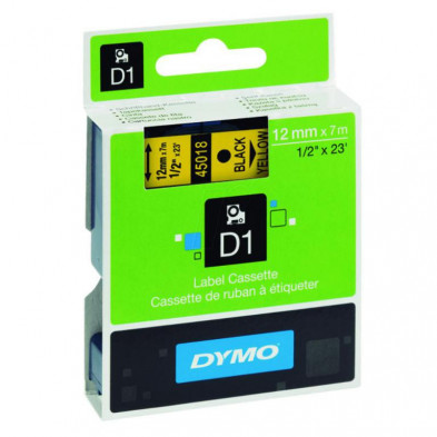 Cinta Dymo D1 12mm x 7m Negro/Amarillo