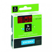 Cinta Dymo D1 12mm x 7m Negro/Rojo