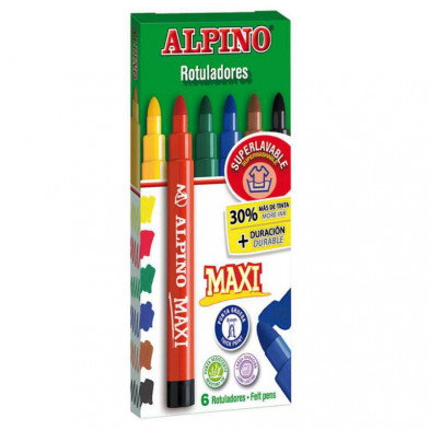 Rotuladores Alpino Maxi 6 uds punta gruesa