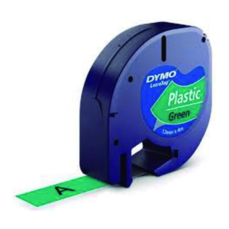 Cinta Dymo Letratag PlÃ¡stico 12mm x 4m Negro / Verde