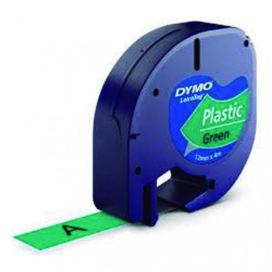 Cinta Dymo Letratag PlÃ¡stico 12mm x 4m Negro / Verde