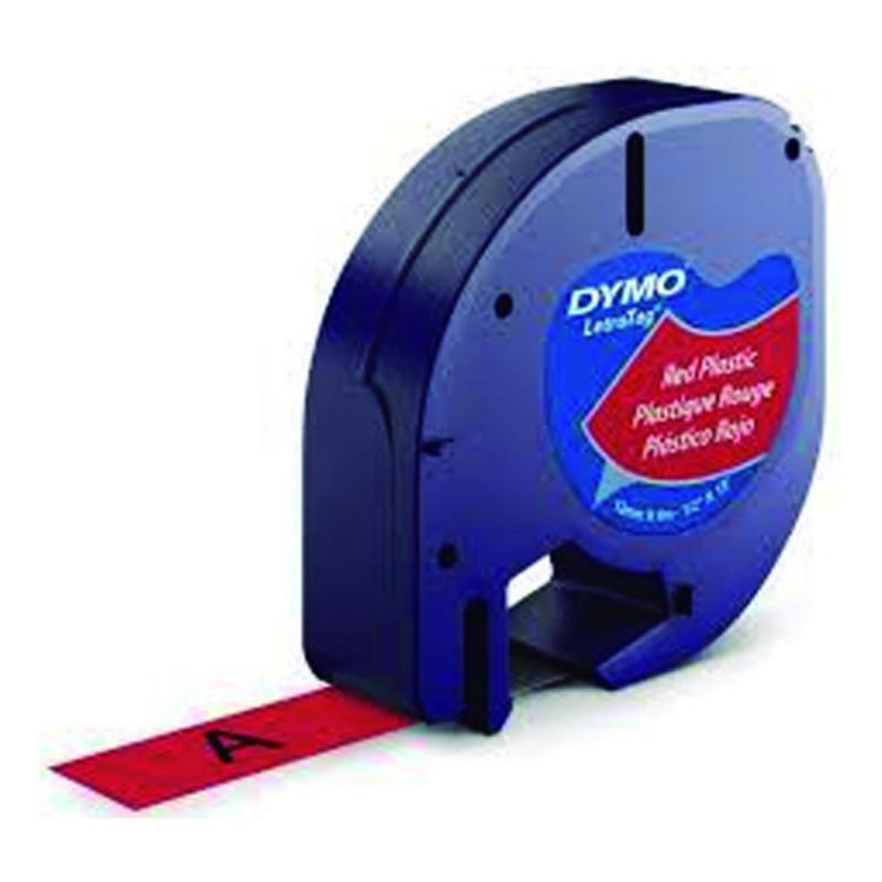 Cinta Dymo Letratag PlÃ¡stico 12mm x 4m Negro / Rojo