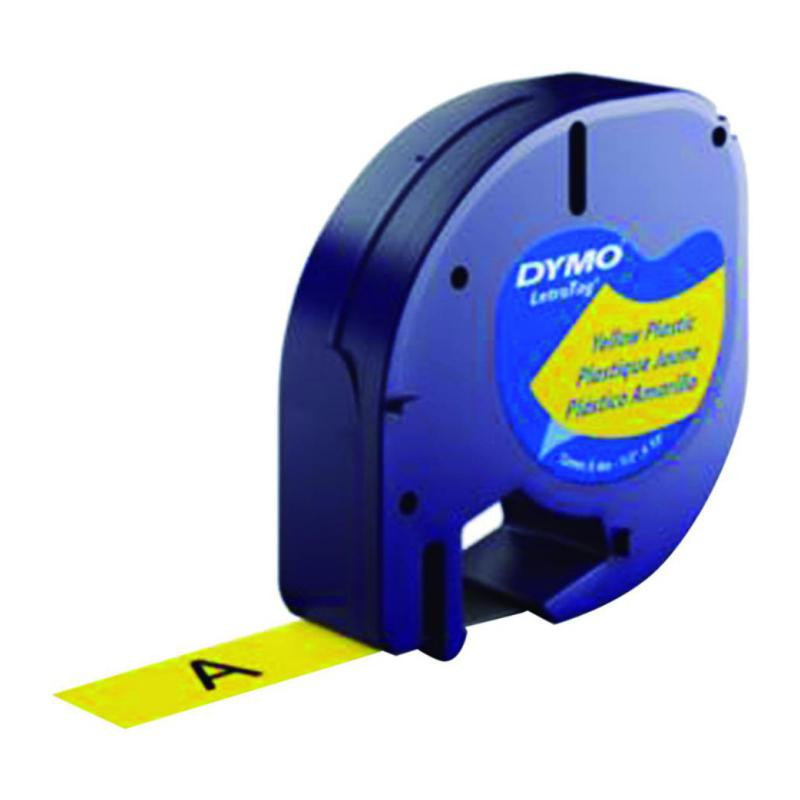 Cinta Dymo Letratag PlÃ¡stico 12mm x 4m Negro / Amarillo