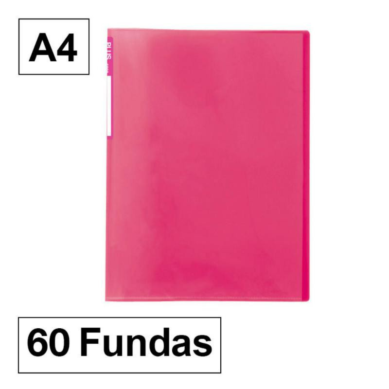 Carpeta Plus Office 6060 A4 60 Fundas Rosa