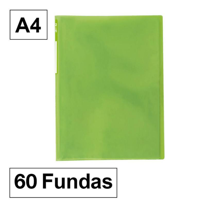 Carpeta Plus Office 6060 A4 60 Fundas Verde