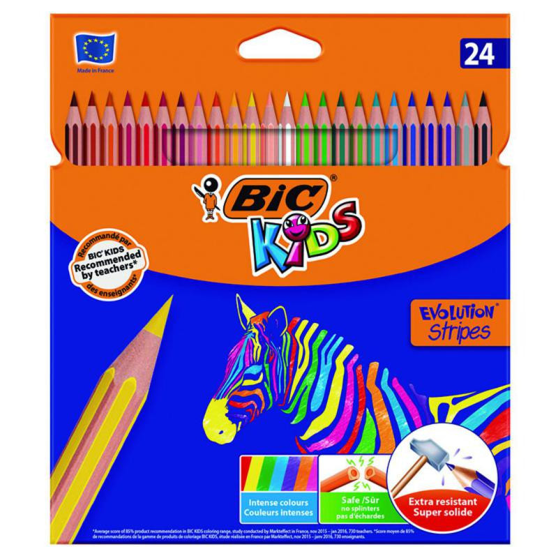 LÃ¡pices de Colores Bic Evolution Stripes 24 Colores