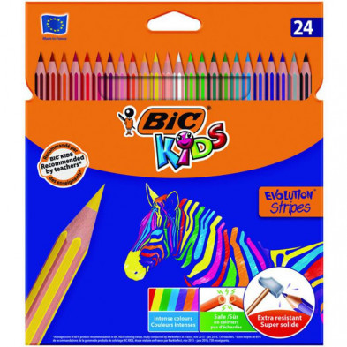 LÃ¡pices de Colores Bic Evolution Stripes 24 Colores