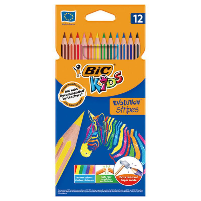 LÃ¡pices de Colores Bic Stripes 12 Colores