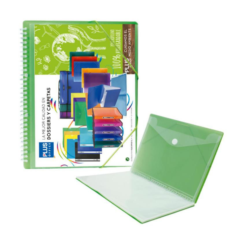 Carpeta Plus Office Espiral 50 Fundas Verde