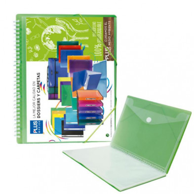 Carpeta Plus Office Espiral 50 Fundas Verde