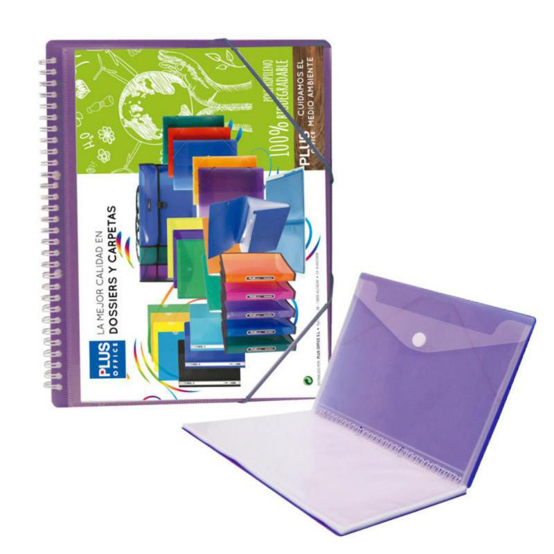 Carpeta Plus Office Espiral 20 Fundas Violeta