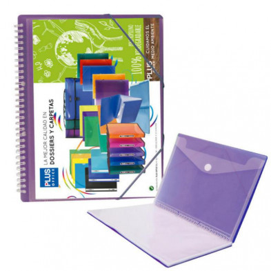 Carpeta Plus Office Espiral 20 Fundas Violeta